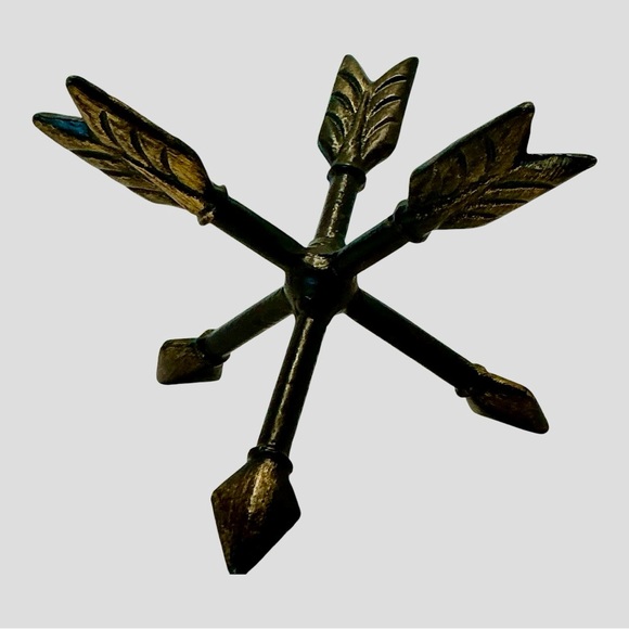 Metallic Arrow Sculpture Center Crossing Triple Arrows Accent Tabletop Decor - Picture 7 of 15